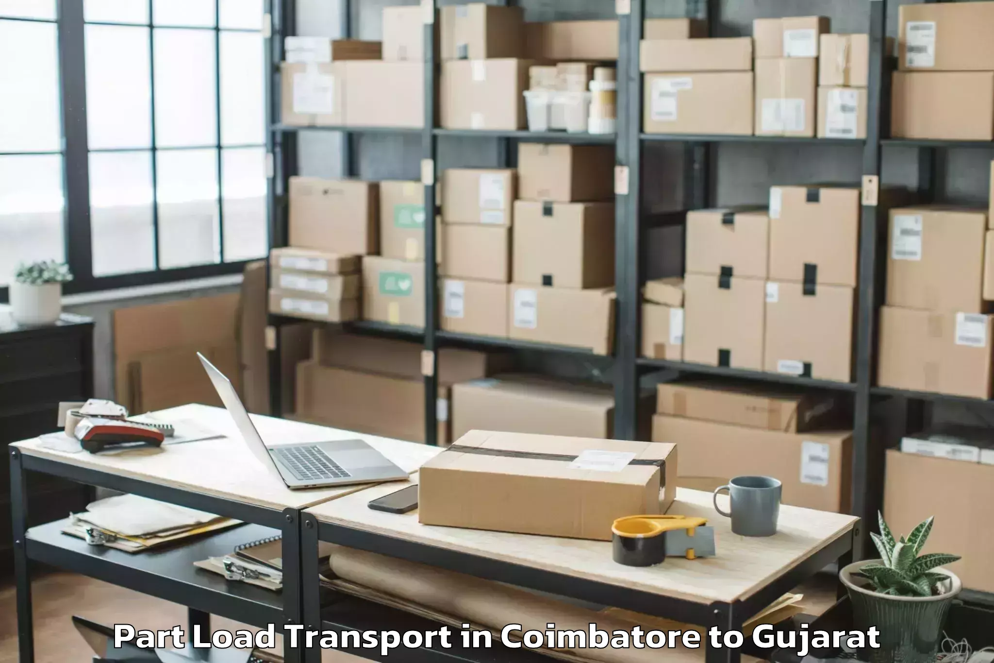 Affordable Coimbatore to Gadhada Part Load Transport